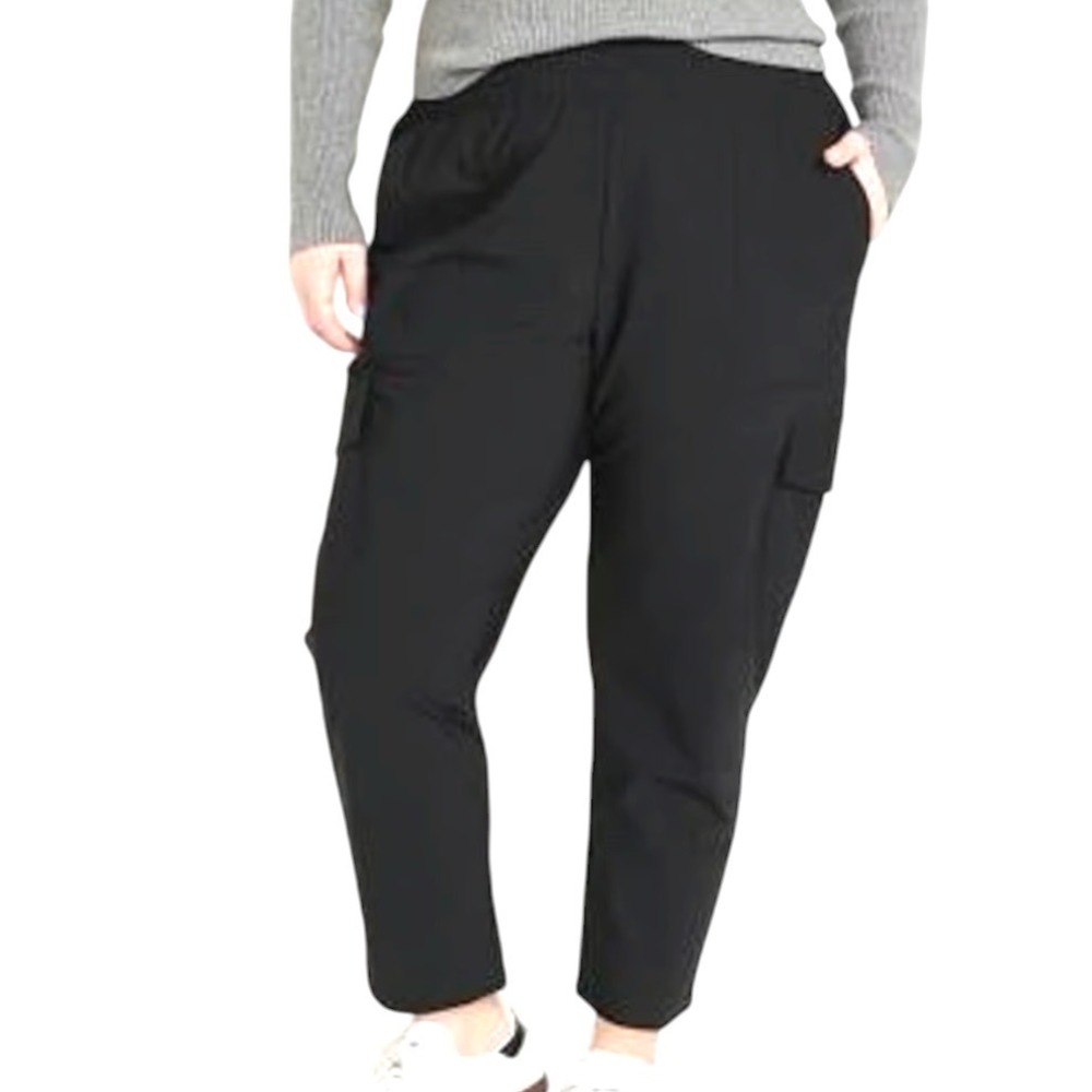 OLD NAVY Hi-Waist Powersoft SLEEKTECH CARGO PANTS Black Stretch Nylon XXL TALL T